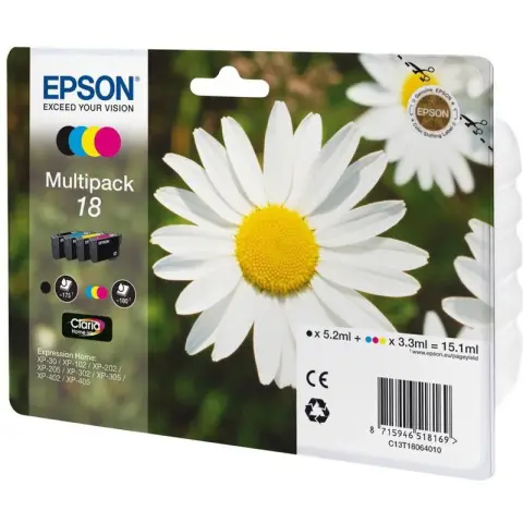 Zestaw Epson T1806 - Komplet tuszy do Epson XP-30, XP-33, XP-100, XP-102, XP-200, XP-202 ...